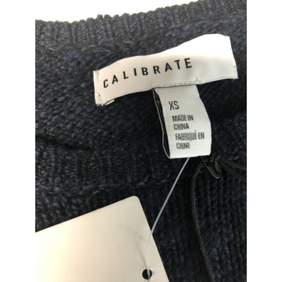 Calibrate Knit Sweater Mens XS Navy Blue Crewneck Cotton Wool Rayon Pullover New - Picture 6 of 7